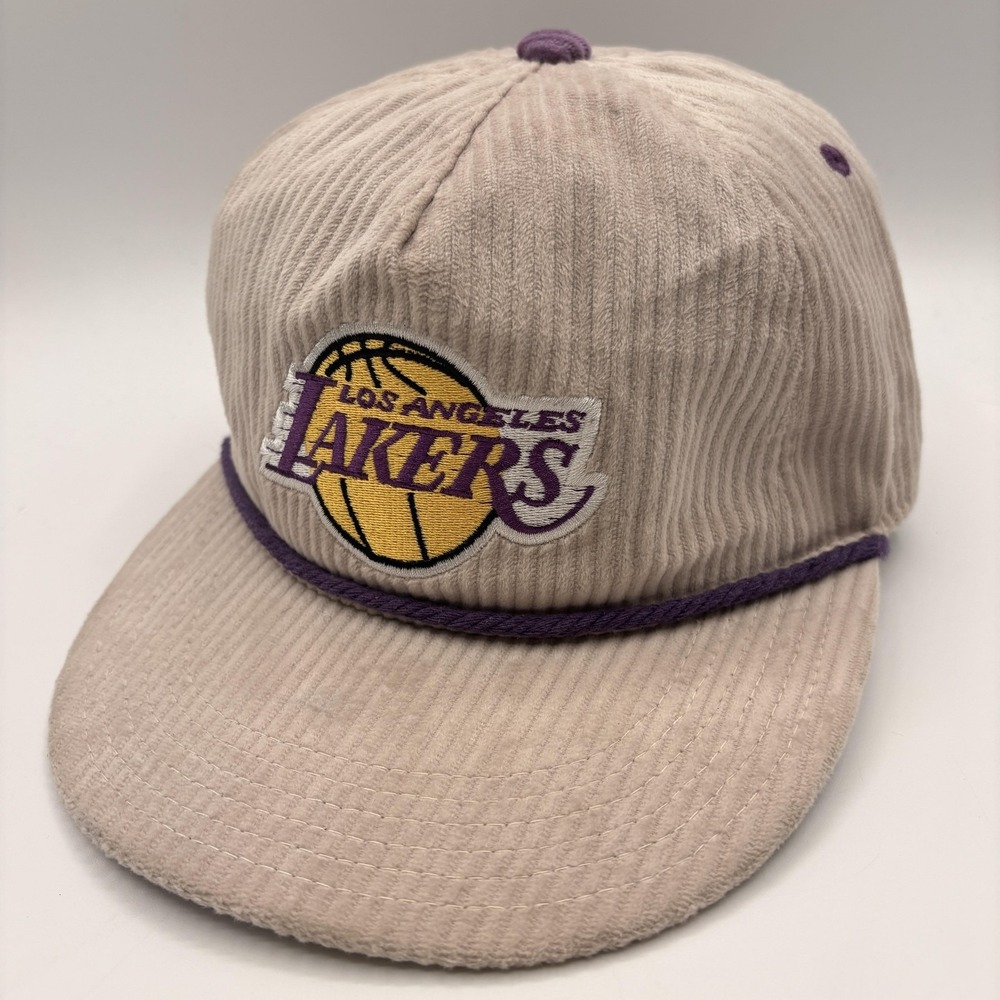 Los Angeles Lakers Corduroy Hat Melonwear Rope Snap Back Cap One Size Beige NBA